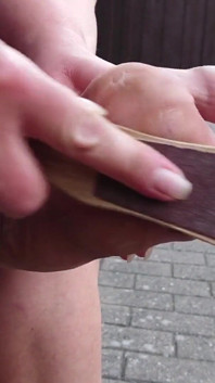 Outdoor foot care on the left foot