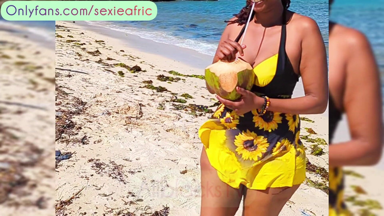 Sexieafric: Columbienii face sex pe o plajă - cuplu turistic african sexy...