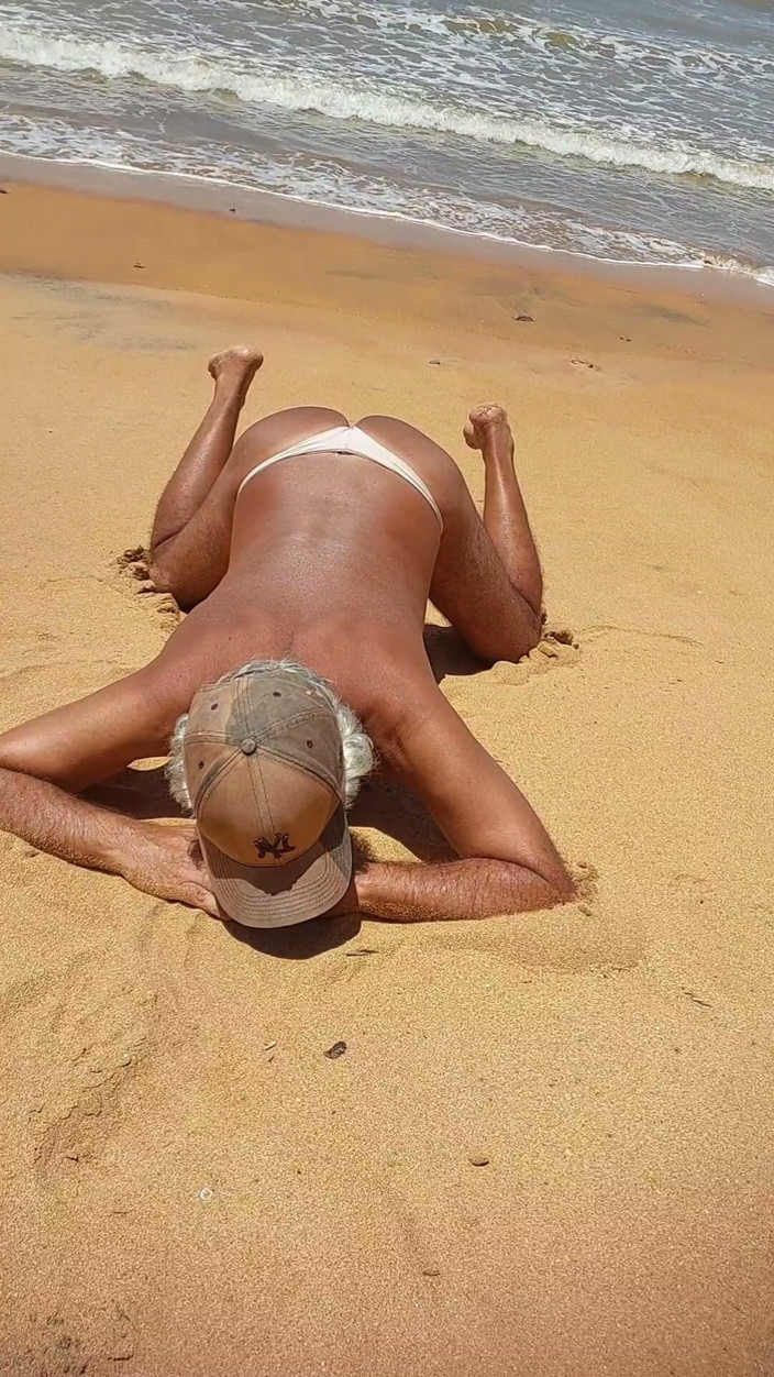 Ladysilvas: Ladysilva on the Beach in Sexy Panties Tanning Her Hot...