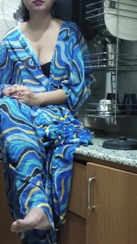 Indian Stepmom Watches and Enters Her Stepson's Kitchen to Fuck Him.