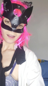 Be Seduced by My Tits as I Masturbate with My Kitty Mask