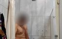 Yellow Blue: Male Jerk off in Gym Shower. Public Risky