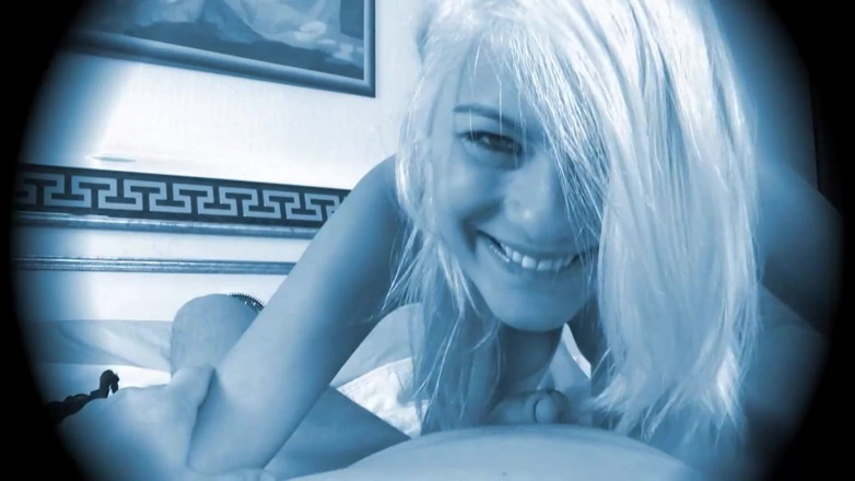 German Porn: Hot blonde with huge tits masturbates infront of guy with...