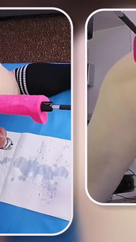 순결 케이지에서 섹스하는 멋진 섹스 기계 후장 딜도