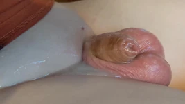 Assistindo no meu pau ficando duro, fazendo uma poça de porra, depois ficando macio novamente (porra sem mãos)