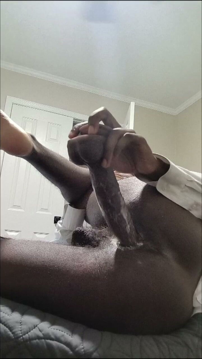 DaBlackFemboy: Deep BBC Dildo Strokes in Creamy Femboy Pussy