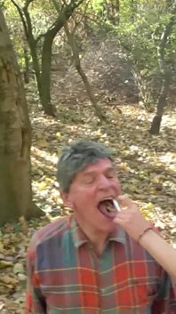 German Proll Girls Use Old Ashtray in Park