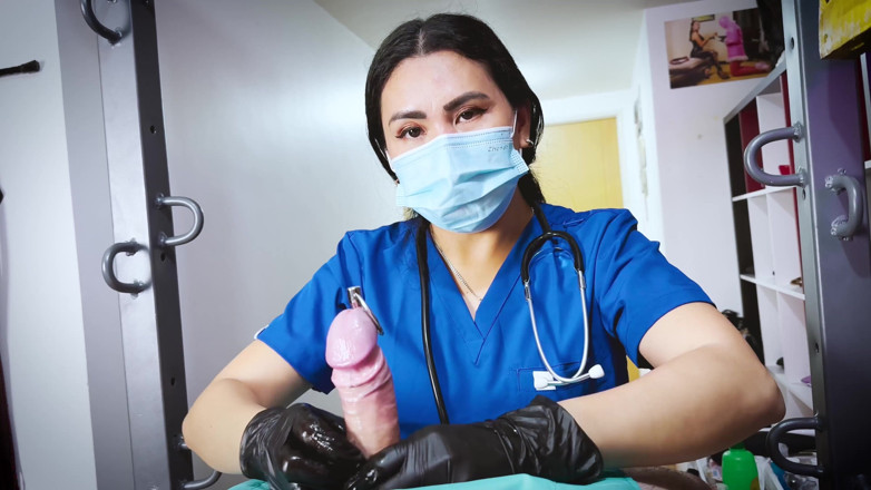 DominaFireOfficial: Cruel nurse Domina Fire edging &amp; CBT sounding patient