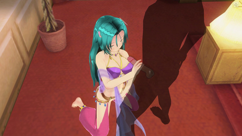 H3DC: 3D Hentai girl with blue hair touches her pussy and...