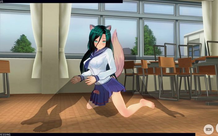 H3DC: 3D Hentai Neko Girl goza de um pau grande