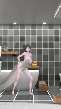 St. Louis salle de bain déshabille, hentai, dis-moi, chanson Azur Lane MMD 3D, couleur de cheveux vert doux, édition Smixix