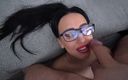 AnGelya G: Big facial for sexy brunette with glasses great throat fuck