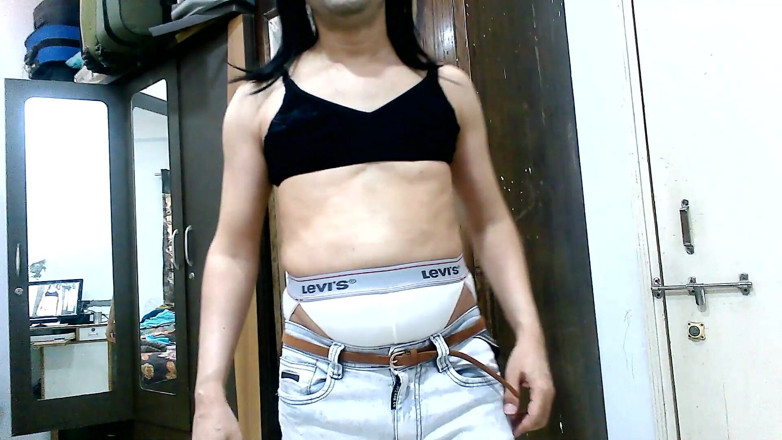 Cute & Nude Crossdresser: Hot and sexy sissy crossdresser in a feeding bra and...