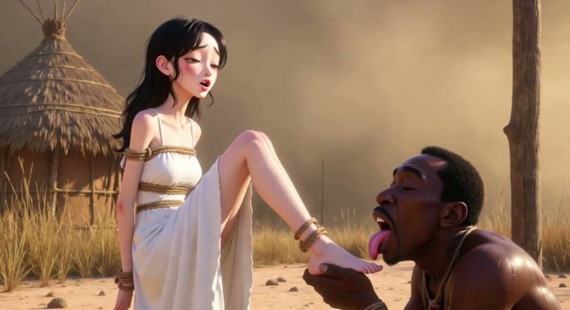 YOUR BEST FANTASY: Weiße Frau gefesselt in Afrika – Afrikanischer Mann leckt ihre Füße