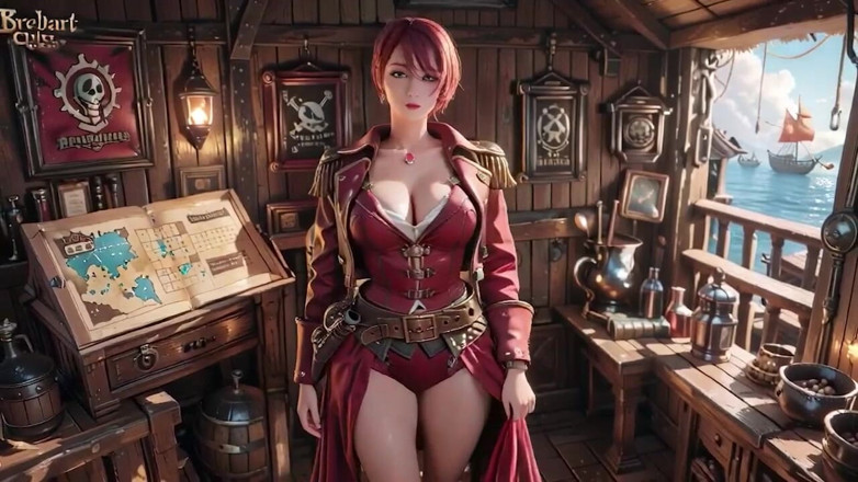 Seraphina Vale: Pelirroja capitán pirata! Jugando con su linda en una cabaña...