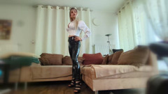 Jerk off for Your Latex Mistress! Stop & Go Jerk off Instruction with Pre Cum Licking! German