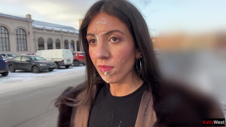Katty West: Girl Agreed to Walk with a Stranger's Cum on Her...