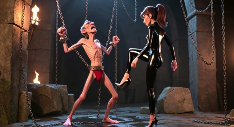 YOUR BEST FANTASY: Ballbusting - Dominatrix Kicks Bound Man's Balls