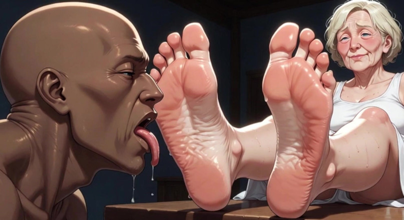 YOUR BEST FANTASY: 90yo Granny Enjoys Slaves Sucking Her Toes &amp; Licking Soles