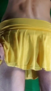 Red Lacy Panties Under Yellow Skirt