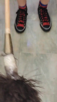 Teen Maid Toothbrush with Fresh Cum After Cum in Mouth