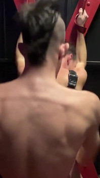 Bareback sauna latex fuck in military bunk beds and tied up to St Andrew's Cross