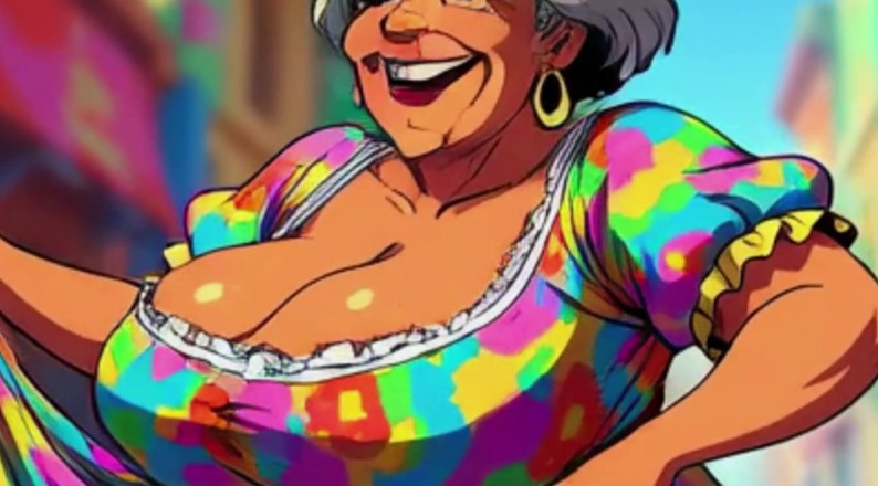Huge Boobs: Grote borsten oma dansende animatie