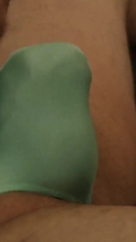 Seafoam Green Spandex Thong Bulge Play