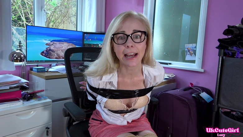 UKCuteGirl Lucy Lauren: Office Boss Who Breaks: Rope Tied Foot Job. Tape Gag...