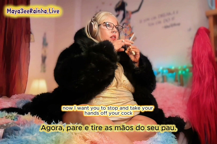 Goddess Maya3ee Rainha: Stomende hete Joi met Braziliaanse milf bbw-godin in goud