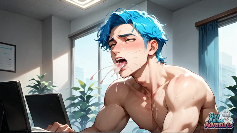 Gay Anime Adventures: A Gigantic Pop-shot Deluge! Blue-haired Office Climaxes Are the Best...