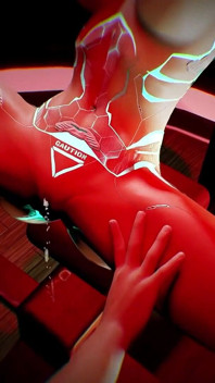 Modrý sexuální robot v výzvě BDSM sexuální show
