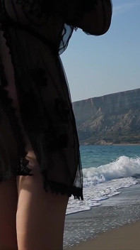 Sexy Woman at the Beach Takes a Foxtail Butt Plug in Her Ass - Outdoor Anal Plug