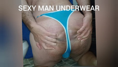 Sexy man underwear: Seksi mavi tanga ve boşalma