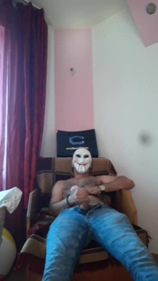 SingerMask: Jerking on pussy toy and wet panties