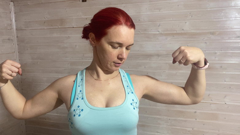 Hairy couple: Very Strong MILF Showing and Flexing Her Big Muscle. Also...