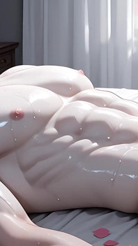 Albino Twink naoliwiona pieszczoty klatki piersiowej prowadzi do łagodnej gry kutasa