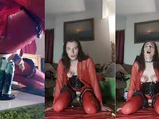 TvTs Isabella Coupe: Isabella red latex 3 in 1 stretch