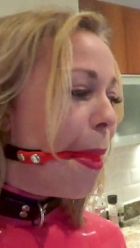 Latex Domestic Slave: Gagged, Restrained & Dripping Everywhere