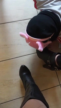 Femdom Ballbusting Pig in Heels Submission