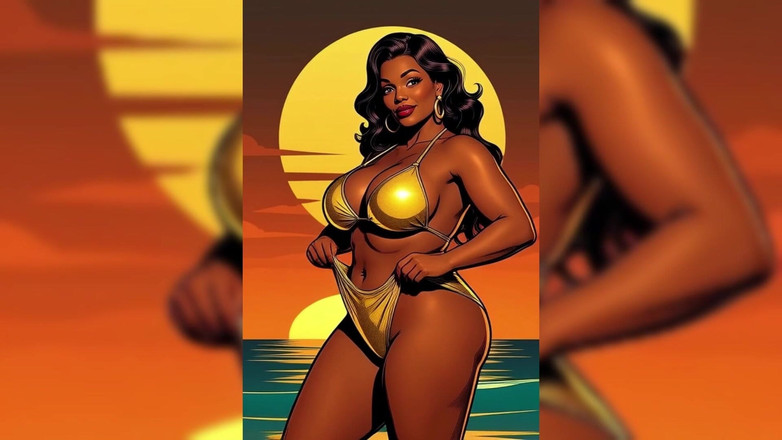 AI Porn: Grassa donna nera animata per stuzzicarsi