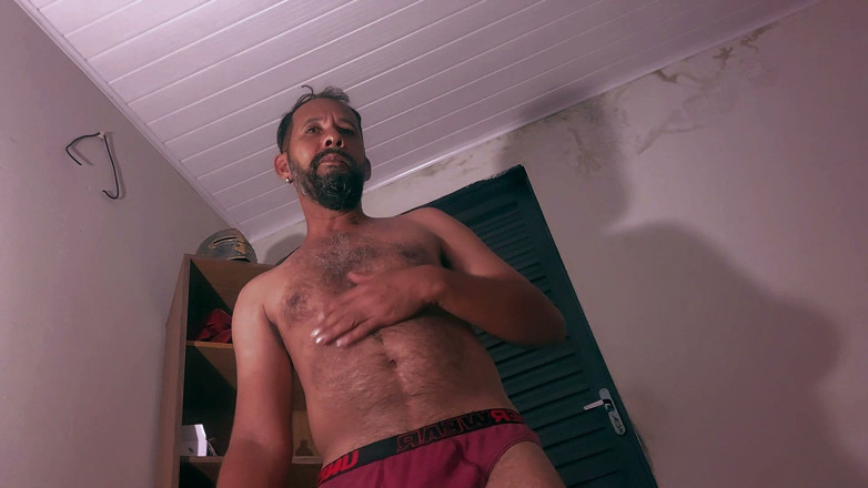 Stink HairyMale: Urinating in Red Underwear