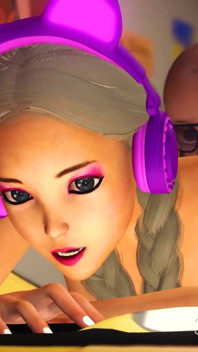 Cute gamer girl with headphones zostaje zerżnięta przez zboczeńca midget w salonie