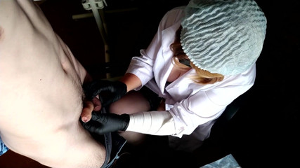 OurFetishLife: Female doctor examines a patient's penis