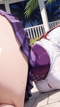 Tropical Beach Gazebo Redhead Sailor Uniform Beauty Seduction Blowjob to Doggy Massive Creamy Ass Finish