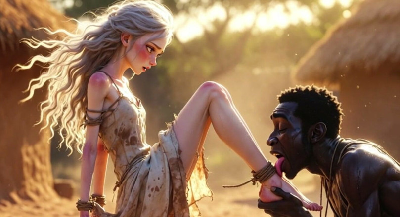 YOUR BEST FANTASY: Femme Blanche En Esclavage - Homme Africain Léchant Passionnément Les Pieds