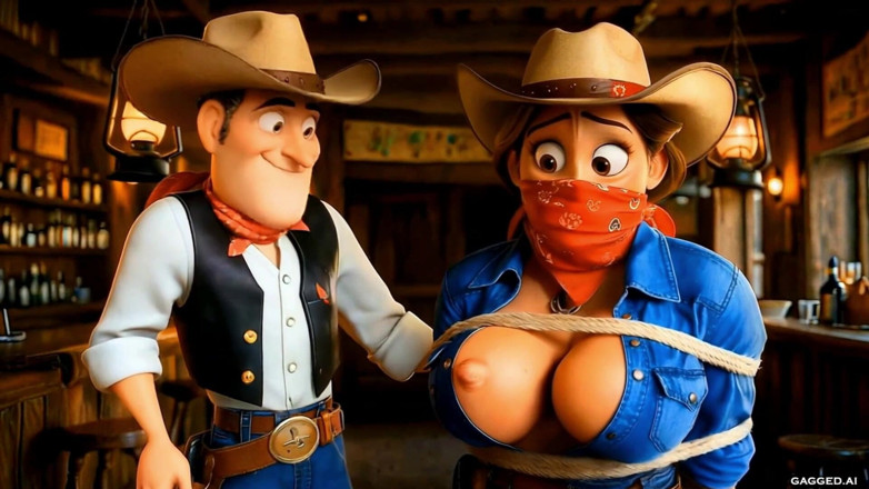 Gagged AI Cartoons: Roped for Her Curves