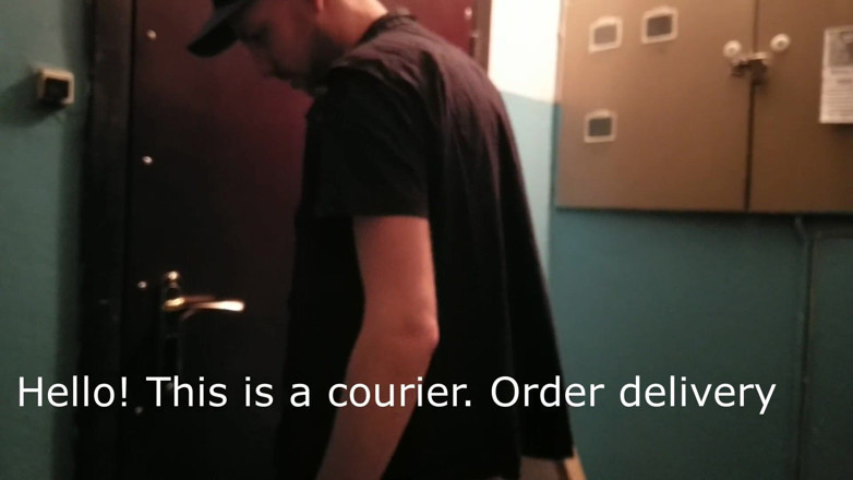 FoxyAndZaz: Beautiful student deeply swallows courier's cock