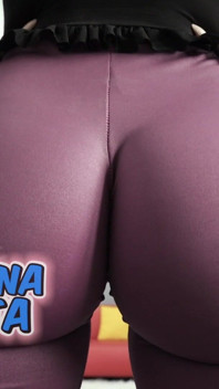 Holy Ass! Jiggly Bubble Butt Latina in Tight Purple Leggings!
