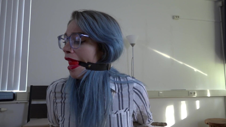 Restricting Ropes: Luna Grey - secretary ballgagged
